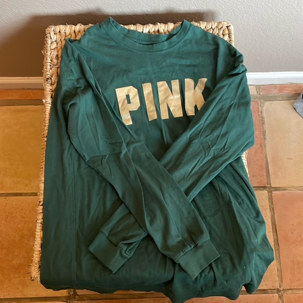Victoria Secret Green Pink long sleeve shirt-XS